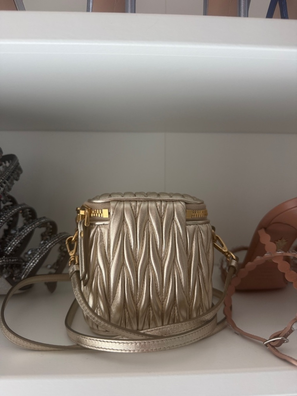 New Miu Miu Metallic Gold Mini Bag - Picture 3 of 14
